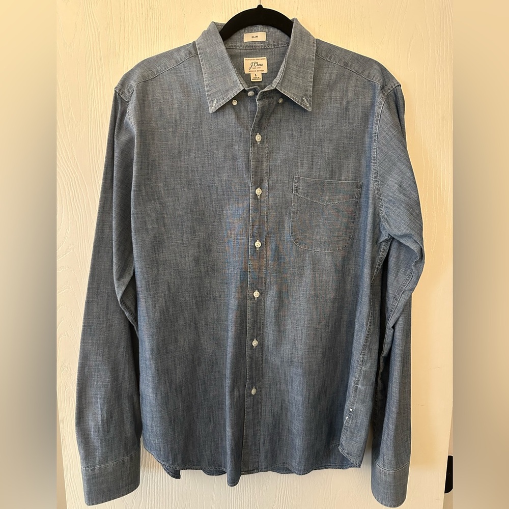 J. Crew Men's Chambray Shirt - 100% Cotton